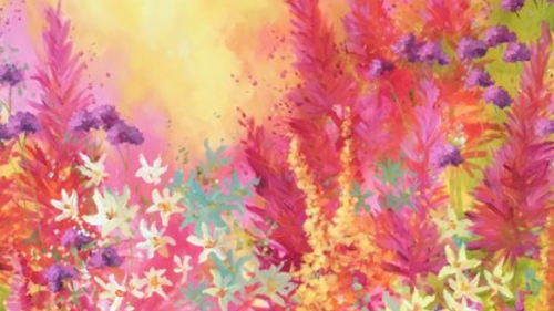 Irish floral painting print by artist Brenda Harris white wildflowerswith a vibrant yellows and greens